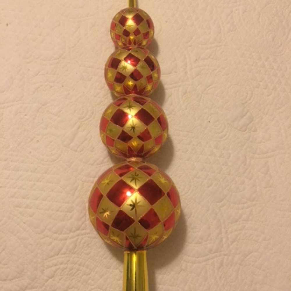 RARE Radko 4 Ball Florence Red & Gold finial tree topper